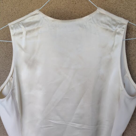 Emanuel Ungaro V-Neck Cream Ivory Double-Breasted Silk Satin Vest Quiet Luxury - Picture 7 of 14